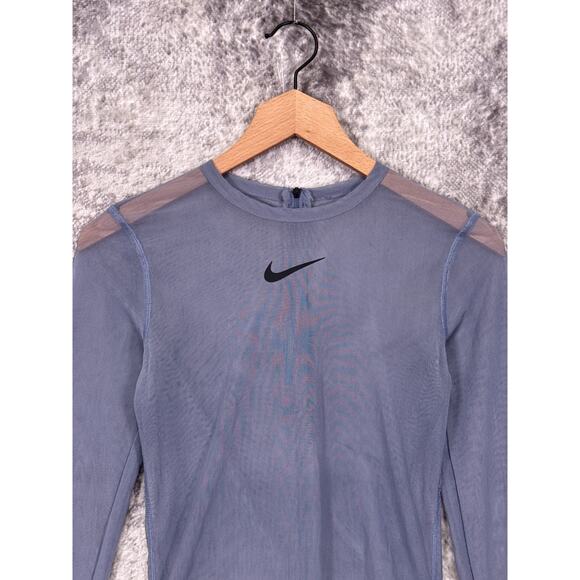 Nike Top Small Womens Purple Sheer City Ready Bodysuit Long Sleeve Thumb Opening - Picture 2 of 6